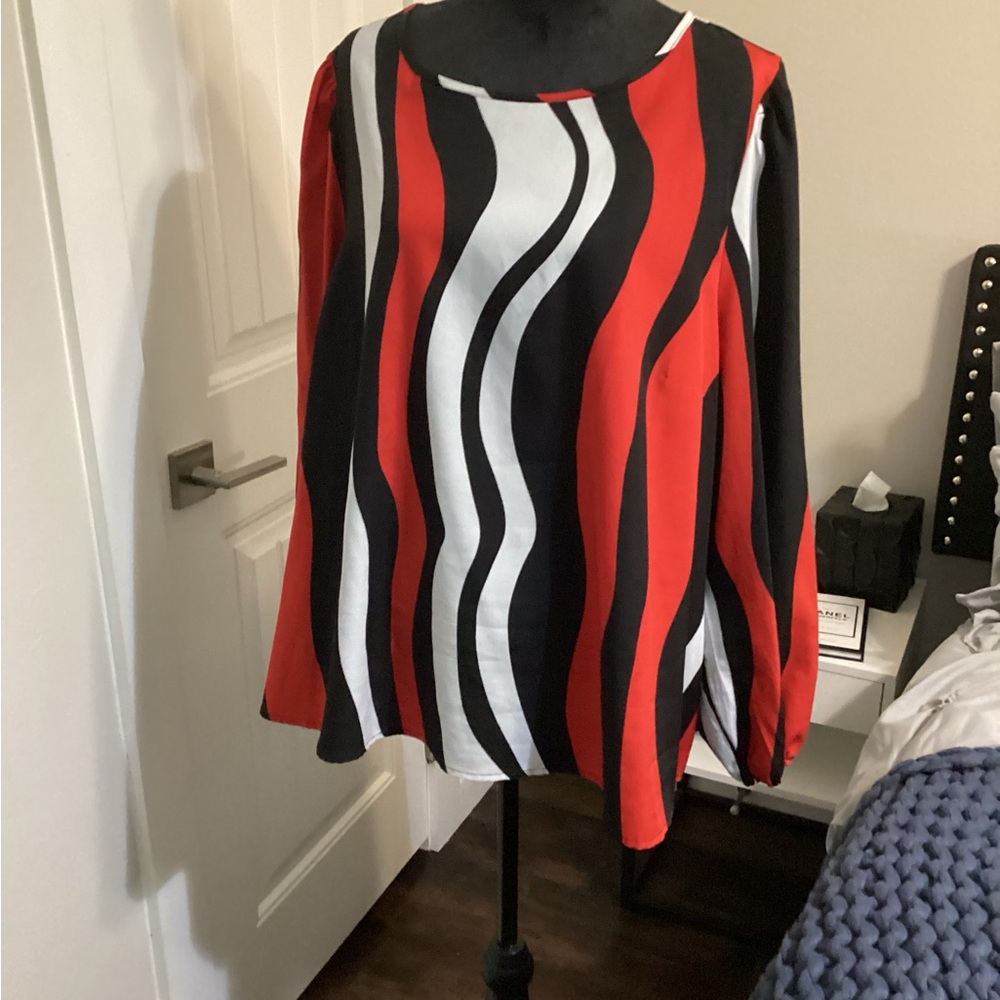 GUC - Womens Elegant Striped Print Long Sleeve Blouse - 4x!